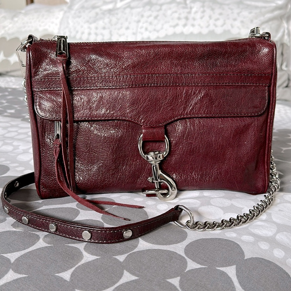 Rebecca Minkoff M.A.C. Crossbody in Wine Leather Silver Hardware